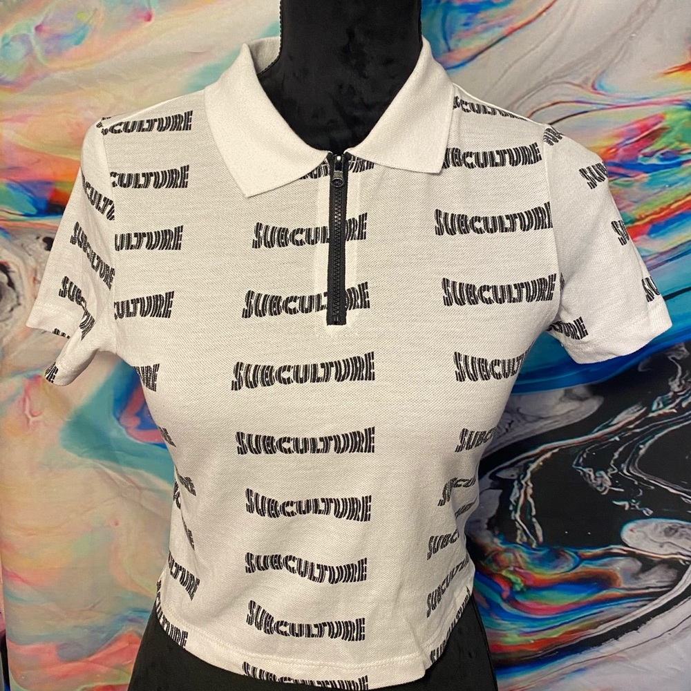 Black and white Hot Lava polo t-shirt